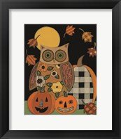 Framed Floral Owl and Pumpkins