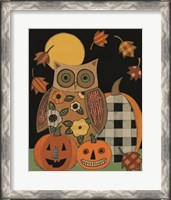 Framed Floral Owl and Pumpkins