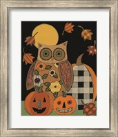 Framed Floral Owl and Pumpkins