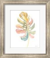 Framed 'Boho Tropical Leaf II on White' border=