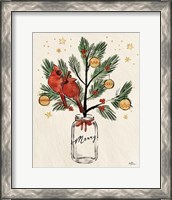 Framed 'Christmas Lovebirds XIII Merry' border=
