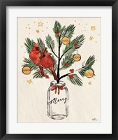 Framed 'Christmas Lovebirds XIII Merry' border=