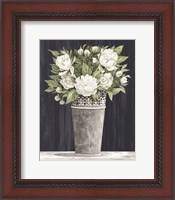 Framed Punched Tin White Floral