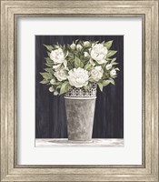 Framed Punched Tin White Floral