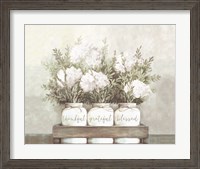 Framed White Flower Jars