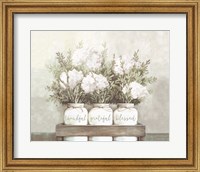 Framed White Flower Jars