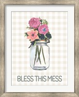 Framed Bless This Mess Flowers