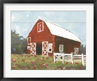 Framed Flower Field Barn