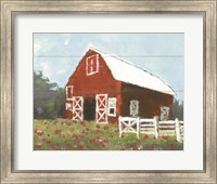 Framed Flower Field Barn