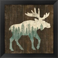 Framed 'Simple Living Moose Silhouette' border=