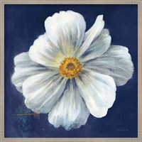 Framed 'Boldest Bloom I Dark Blue' border=