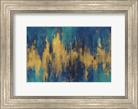 Framed Blue and Gold Abstract Crop