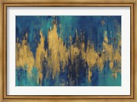 Framed Blue and Gold Abstract Crop