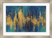 Framed Blue and Gold Abstract Crop