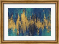 Framed Blue and Gold Abstract Crop