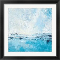 Framed 'Coastal View I Aqua' border=