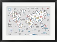 Framed World Map Pastel