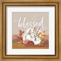Framed Blessed Pumpkin and Fall Flowers