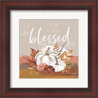 Framed Blessed Pumpkin and Fall Flowers