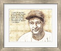 Framed Lou Gehrig Sketch