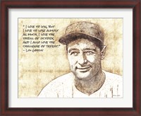 Framed Lou Gehrig Sketch