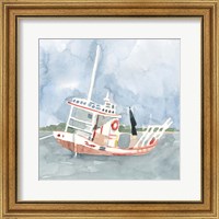 Framed 'Bright Fishing Boat II' border=