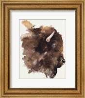 Framed Watercolor Bison Profile I
