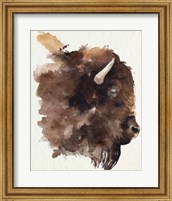Framed Watercolor Bison Profile I