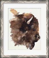 Framed 'Watercolor Bison Profile I' border=