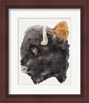 Framed 'Watercolor Bison Profile II' border=