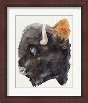 Framed Watercolor Bison Profile II