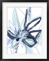 Framed Blue Floral Burst I