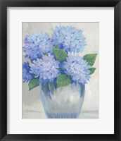 Framed 'Blue Hydrangeas in Vase II' border=
