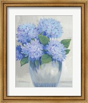 Framed 'Blue Hydrangeas in Vase II' border=