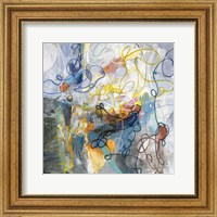 Framed Blue and Sienna Abstract