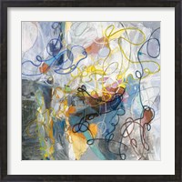 Framed Blue and Sienna Abstract