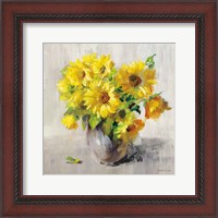 Framed Sunflower Still Life II on Gray