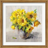 Framed Sunflower Still Life II on Gray