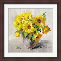Framed Sunflower Still Life II on Gray