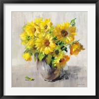 Sunflower Still Life II on Gray Framed Print