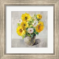 Framed Sunflower Still Life I on Gray