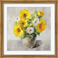 Framed Sunflower Still Life I on Gray