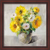 Framed 'Sunflower Still Life I on Gray' border=
