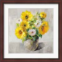 Framed Sunflower Still Life I on Gray