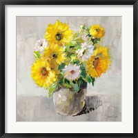 Sunflower Still Life I on Gray Framed Print