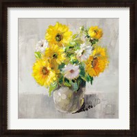 Framed Sunflower Still Life I on Gray