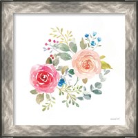 Framed 'Lush Roses V' border=