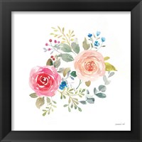 Framed 'Lush Roses V' border=