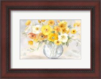 Framed Bright Poppies Vase yellow gray