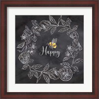 Framed Bee Sentiment Wreath Black I-Happy
